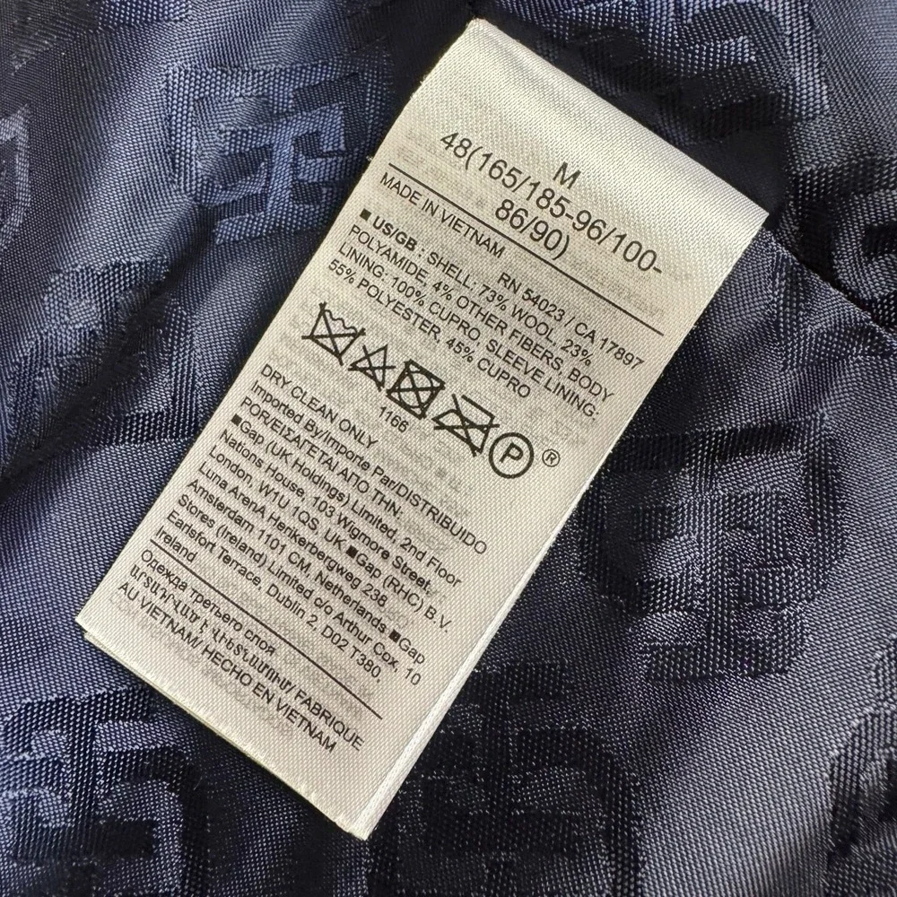 BANANA REPUBLIC Trento Plaid Topcoat Trench Coat Men's Medium Navy Wool Emmetex